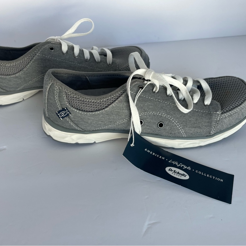 Dr Scholl’s Comfort Shoes Sneakers Gray Memory Foam Cool Fit Canvas Anna Sz 8.5M